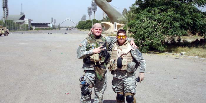 Medic SPC James Gorman and Me at the Crossed Sabres in Baghdad's Green Zone.