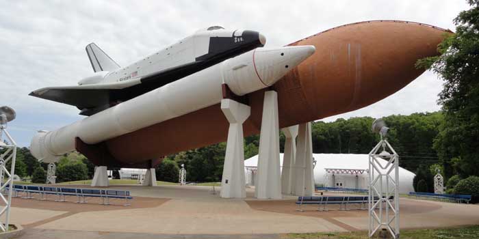 The Pathfinder shuttle was originally constructed as a training device for the workers who raise and mount shuttles to the external tanks.