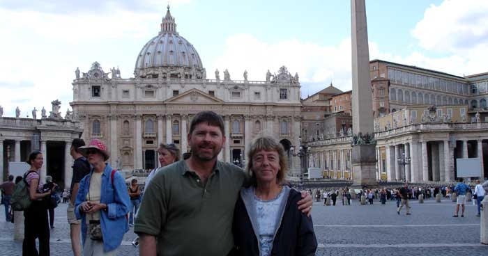 Hanne and I at the Vatican with St. Peter's Basilica in the background.
